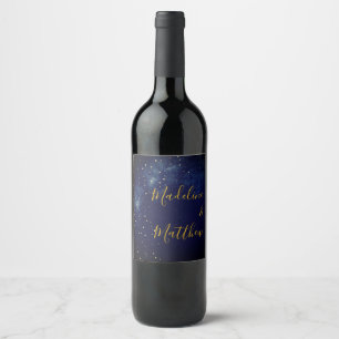 Étiquette Pour Bouteilles De Vin Soirée Sky Stars Blue Mariage Étiquette de vin per