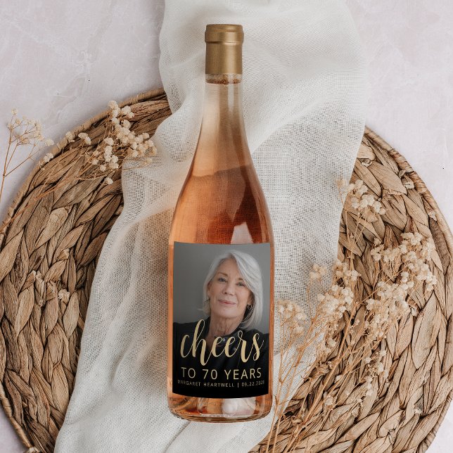 Étiquette Pour Bouteilles De Vin Soixante-dixième anniversaire de la fête (Créateur téléchargé)