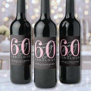 Étiquette Pour Bouteilles De Vin Soixante merveilleux 60 ans Fête d'anniversaire