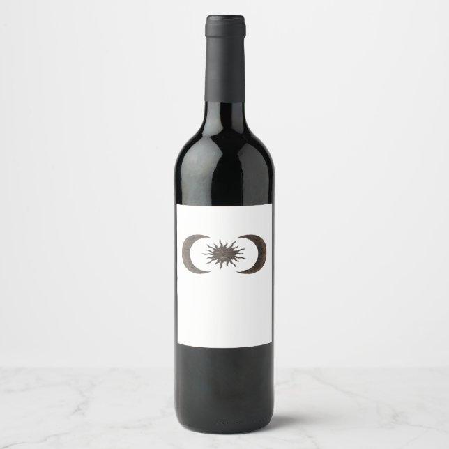 Étiquette Pour Bouteilles De Vin Soleils et Lunes Whimsigoth (Devant)