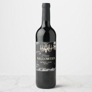 Étiquette Pour Bouteilles De Vin Sombre Fête Annuelle d'Halloween Crâne Gothique Vi
