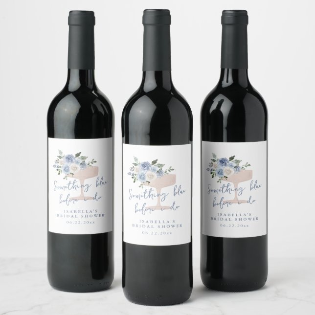Étiquette Pour Bouteilles De Vin Something Blue avant mon shower de mariage (Bouteilles)