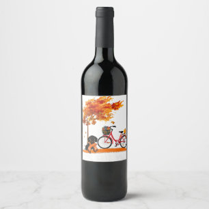 Étiquette Pour Bouteilles De Vin Son Yall Dachshund Vélo Citrouille épice Fall Au