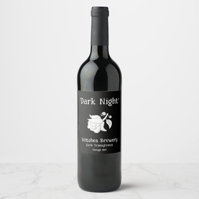 Étiquette Pour Bouteilles De Vin Sorcière classe "nuit noire" (Devant)