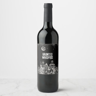 Étiquette Pour Bouteilles De Vin Sorcière effrayante d'Halloween, maison hantée, lu