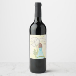 Étiquette Pour Bouteilles De Vin Souhaitez-vous sur une petite fille en pandelier