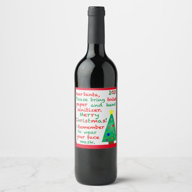 Étiquette Pour Bouteilles De Vin Souvenir de Noël 2020 (Devant)