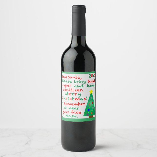Étiquette Pour Bouteilles De Vin Souvenir de Noël 2020 (Devant)