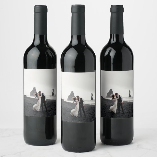 Étiquette Pour Bouteilles De Vin Souvenir de photo de mariage des jeunes mariés (Bouteilles)