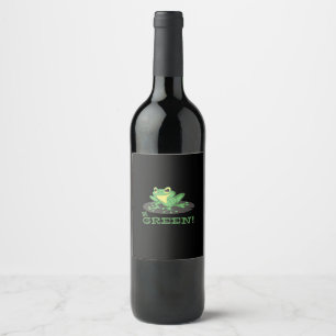 Étiquette Pour Bouteilles De Vin Soyez une grenouille verte Grenouille caricatural