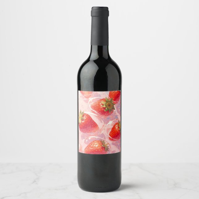 Étiquette Pour Bouteilles De Vin Splash fraise (Devant)