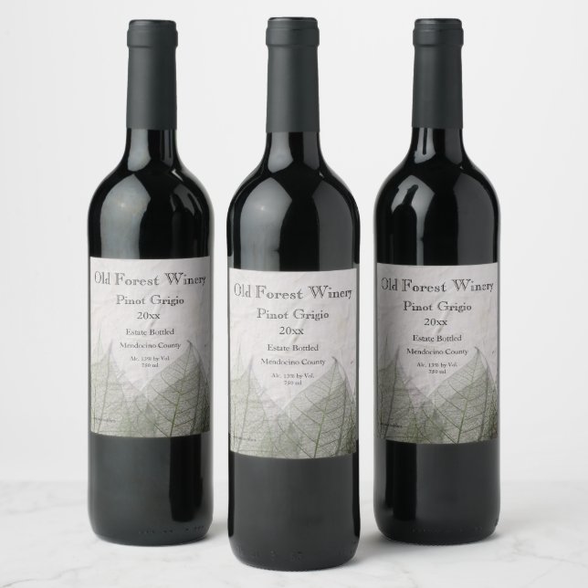 Étiquette Pour Bouteilles De Vin Squelette feuille (Bouteilles)
