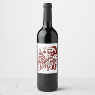 Étiquette Pour Bouteilles De Vin Squelette joyeux AF Snarky Noël Sarcasme Drôle