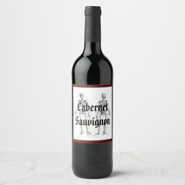 Étiquette Pour Bouteilles De Vin Squelettes (Devant)