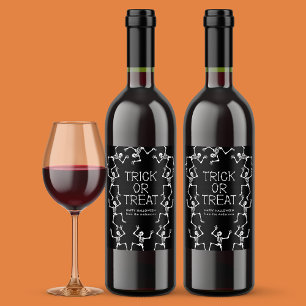 Étiquette Pour Bouteilles De Vin Squelettes dansants effrayants Halloween Trick or