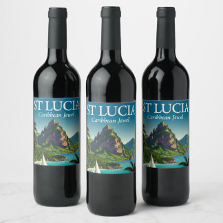 Étiquette Pour Bouteilles De Vin St Lucia Caribbean Jewel 