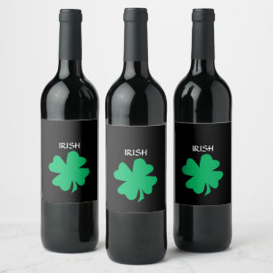 Étiquette Pour Bouteilles De Vin St Patrick's Day Irlandais Shamrock Leaf Green 202