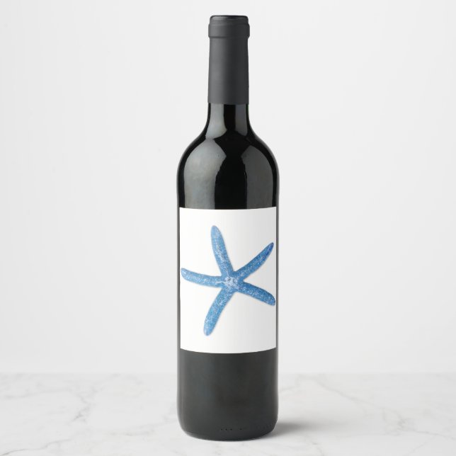 Étiquette Pour Bouteilles De Vin Starfish bleu (Devant)