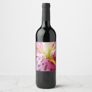 Étiquette Pour Bouteilles De Vin Stargazer Lily brillant Magenta Floral