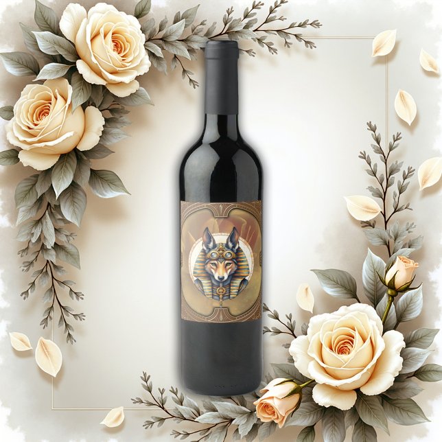 Étiquette Pour Bouteilles De Vin Steampunk Anubis Fox Portrait (Créateur téléchargé)