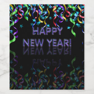 Étiquette Pour Bouteilles De Vin Streamers à ruban Bonne année !