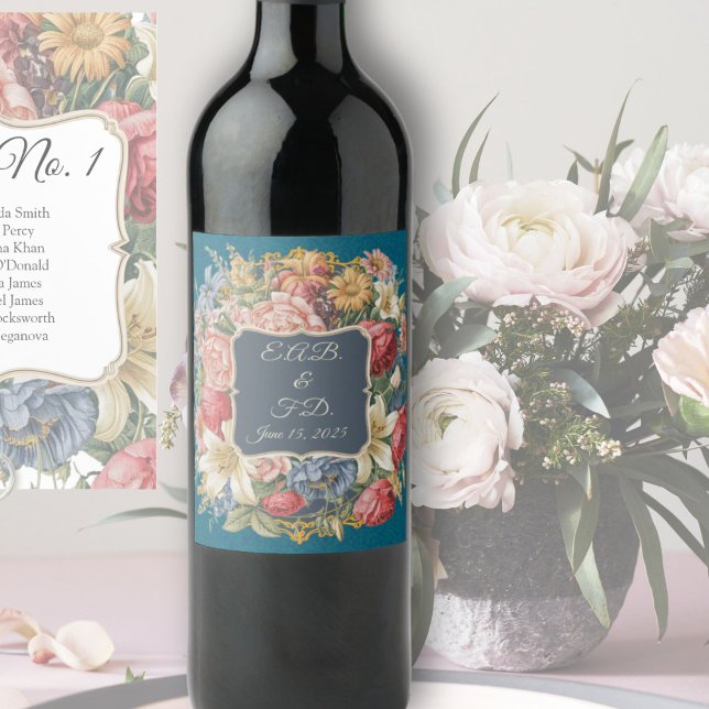 Étiquette Pour Bouteilles De Vin Style de régence monogrammed Regencycore ère (Créateur téléchargé)