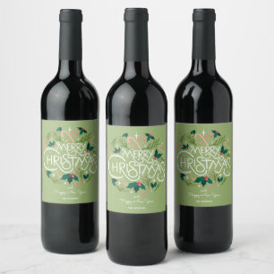 Étiquette Pour Bouteilles De Vin Style Joyeux Noël Typographie
