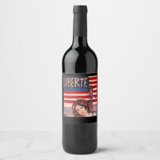 Étiquette Pour Bouteilles De Vin Style Vintage Liberté Portrait avec Drapeau Améric