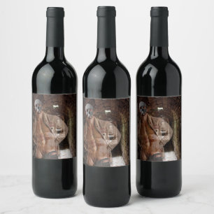 Étiquette Pour Bouteilles De Vin Stylo à fantôme musclé de Slippery Joe