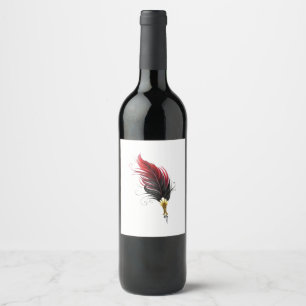 Étiquette Pour Bouteilles De Vin Stylo rouge en plumes avec nib or