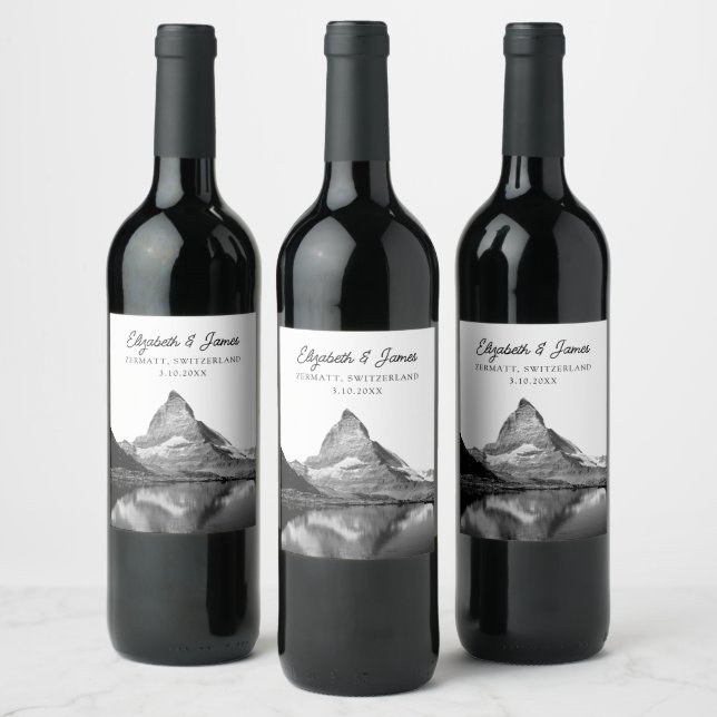 Étiquette Pour Bouteilles De Vin Suisse Mariage Zermatt Matterhorn Favoriser (Bouteilles)