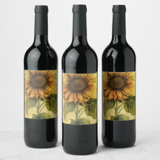 Étiquette Pour Bouteilles De Vin Sunflower
