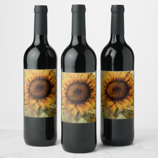 Étiquette Pour Bouteilles De Vin Sunflower