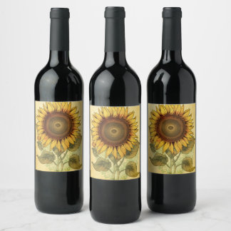 Étiquette Pour Bouteilles De Vin Sunflower