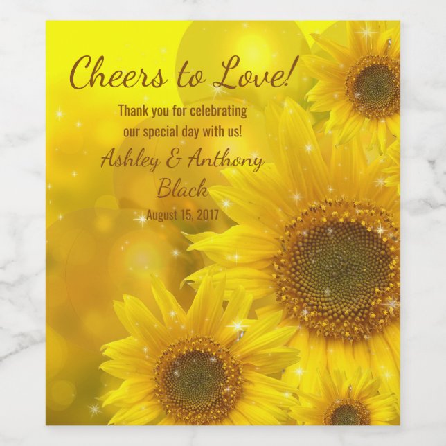 Étiquette Pour Bouteilles De Vin Sunflower encourage à aimer le Mariage (Étiquettes simples)