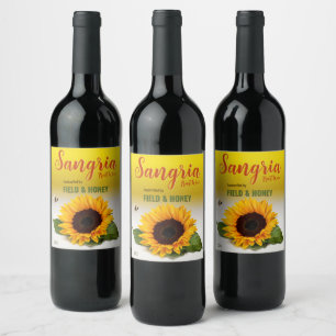 Étiquette Pour Bouteilles De Vin Sunflower Sangria Étiquette de vin aux fruits