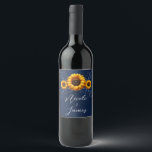 Étiquette Pour Bouteilles De Vin Sunflower Sparkle Blue Rustic Glam Mariage<br><div class="desc">customisez ce étiquette de vin pour votre mariage ou événement.</div>