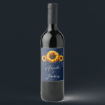 Étiquette Pour Bouteilles De Vin Sunflower Sparkle Blue Rustic Glam Mariage<br><div class="desc">customisez ce étiquette de vin pour votre mariage ou événement.</div>