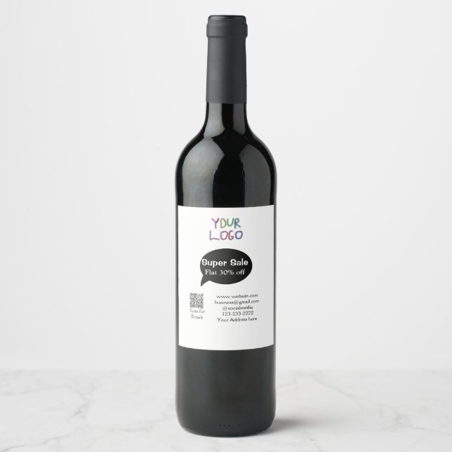 Étiquette Pour Bouteilles De Vin super affaire entreprise remise scannez le code QR (Devant)