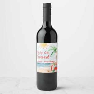 Étiquette Pour Bouteilles De Vin Surf Beach Bébé À Bord Baby shower