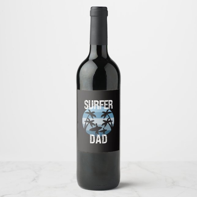 Étiquette Pour Bouteilles De Vin Surfer papa (Devant)