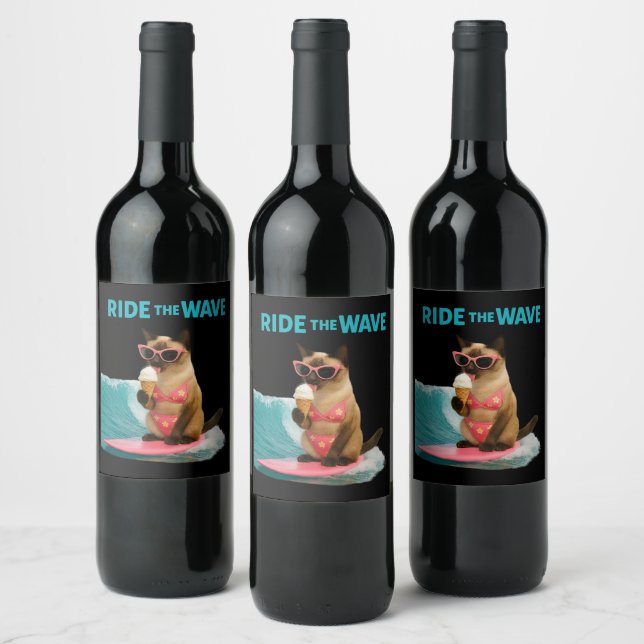 Étiquette Pour Bouteilles De Vin Surfing themed party for Siamese Cat lovers (Bouteilles)