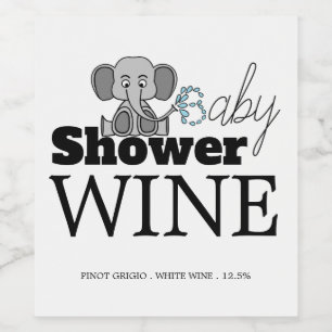 Étiquette Pour Bouteilles De Vin Sweet Baby Elephant, Baby shower