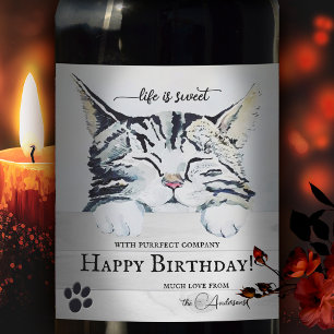 Étiquette Pour Bouteilles De Vin Sweet Kitten Cute Étiquette de vin d'anniversaire