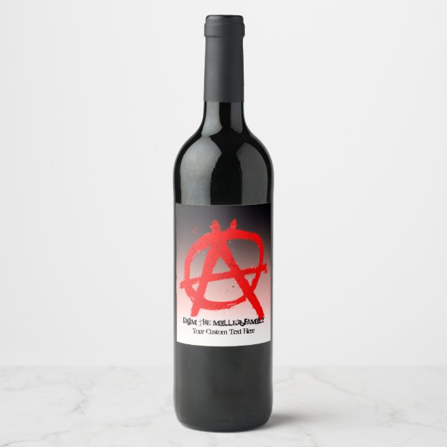 Étiquette Pour Bouteilles De Vin Symbole d'anarchie rouge grungy (Devant)
