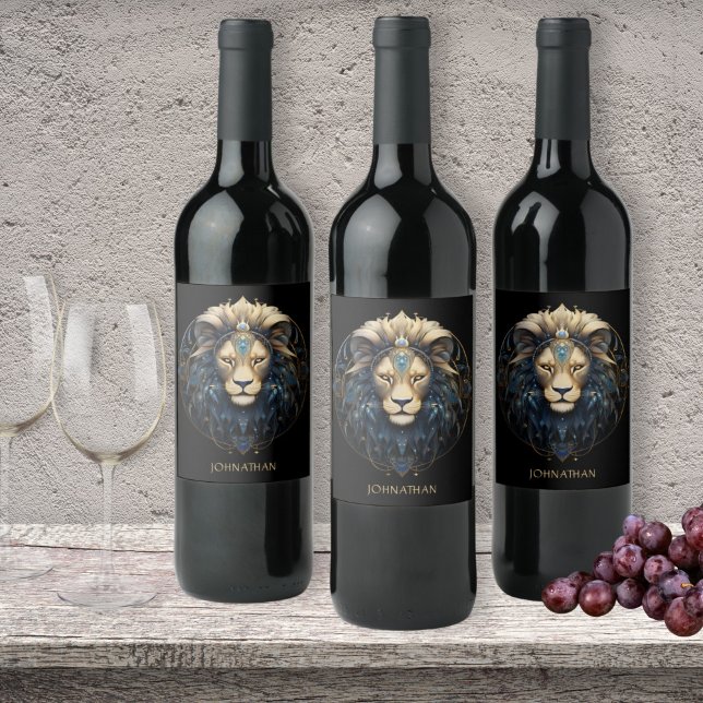 Étiquette Pour Bouteilles De Vin Symbole d'astrologie de l'étoile cosmique Leo pers (Créateur téléchargé)