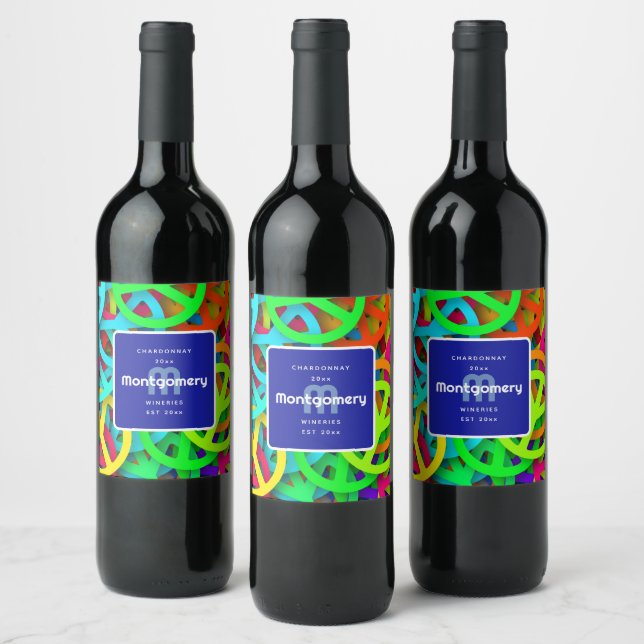 Étiquette Pour Bouteilles De Vin SYMBOLE DE LA PAIX Motif Super Soixante Vibe vinif (Bouteilles)
