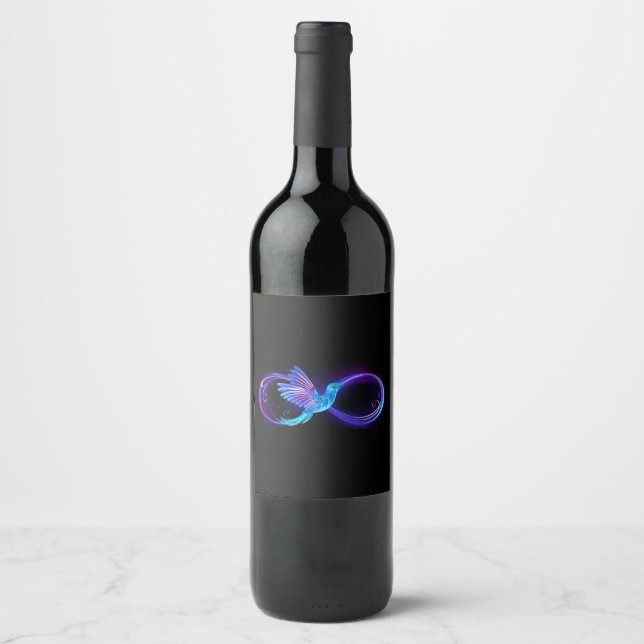 Étiquette Pour Bouteilles De Vin Symbole de Neon Infinity par Glowing Hummingbird (Devant)
