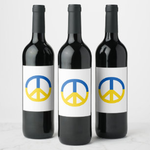 Étiquette Pour Bouteilles De Vin Symbole de paix du drapeau bleu ukrainien
