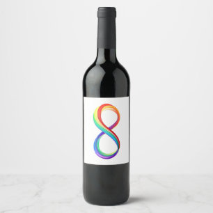 Étiquette Pour Bouteilles De Vin Symbole d'infinité arc-en-ciel stratifié